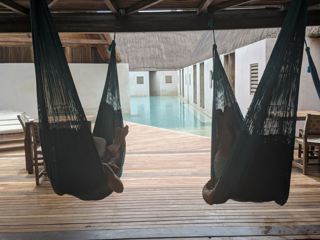 Relaxing in a hammock