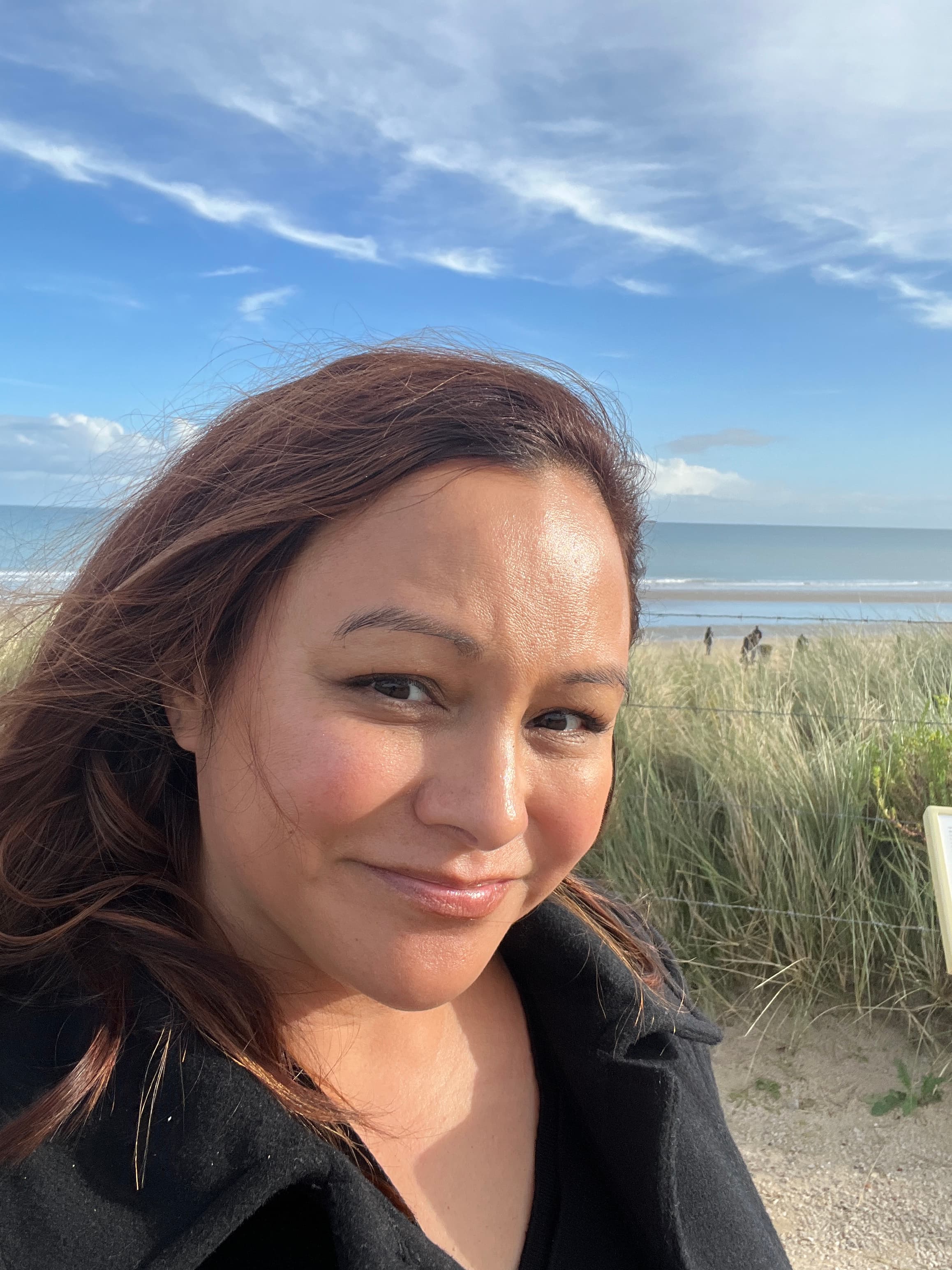 Posing for a picture on Utah Beach