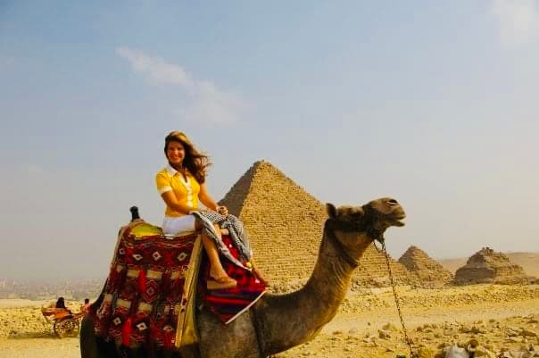Picture of sandra on camel ride