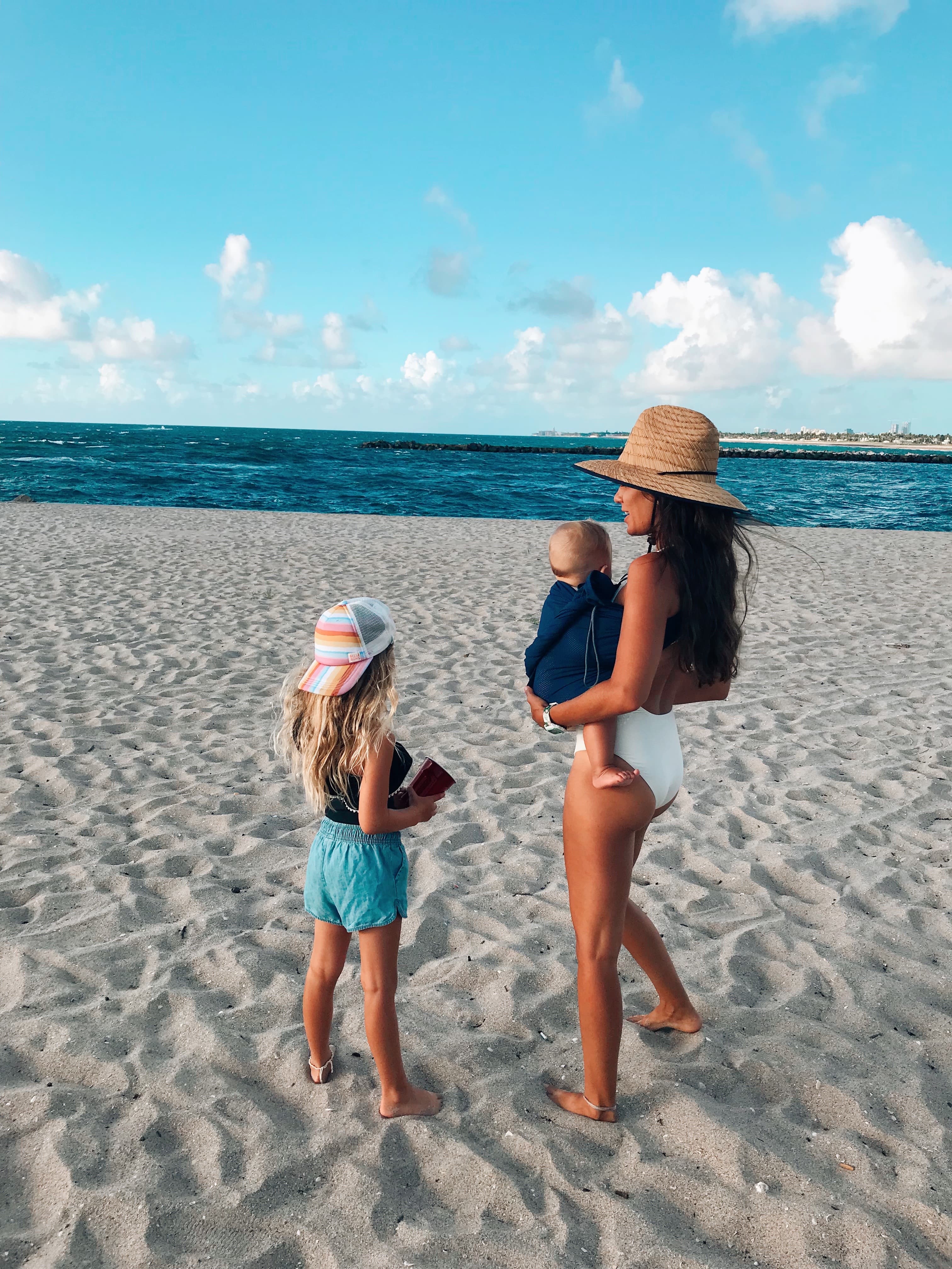 On the beach with children