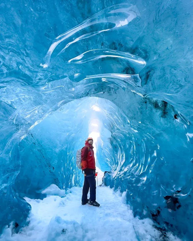 Picture of Wesley in ice cave