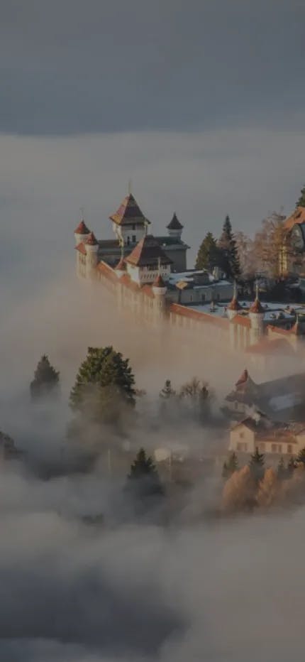 a cloud-covered castle