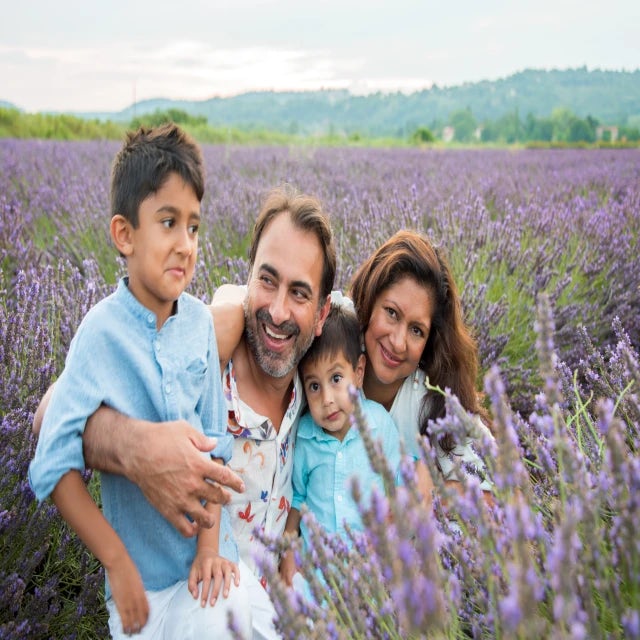 Ashita Shah Travel Agent in lavender field with family