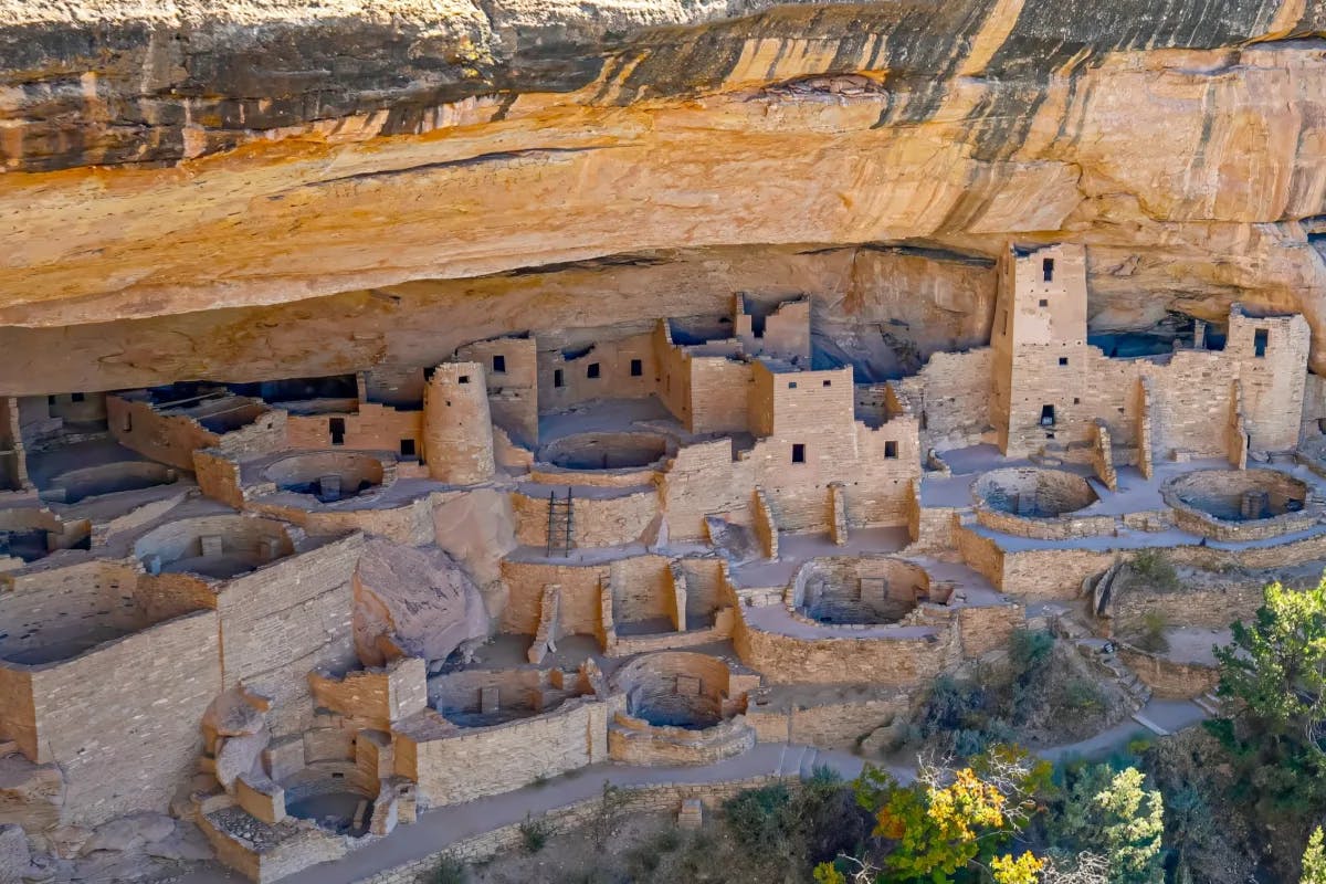 Ancient cliff dwellings at Mesa Verde National Park.