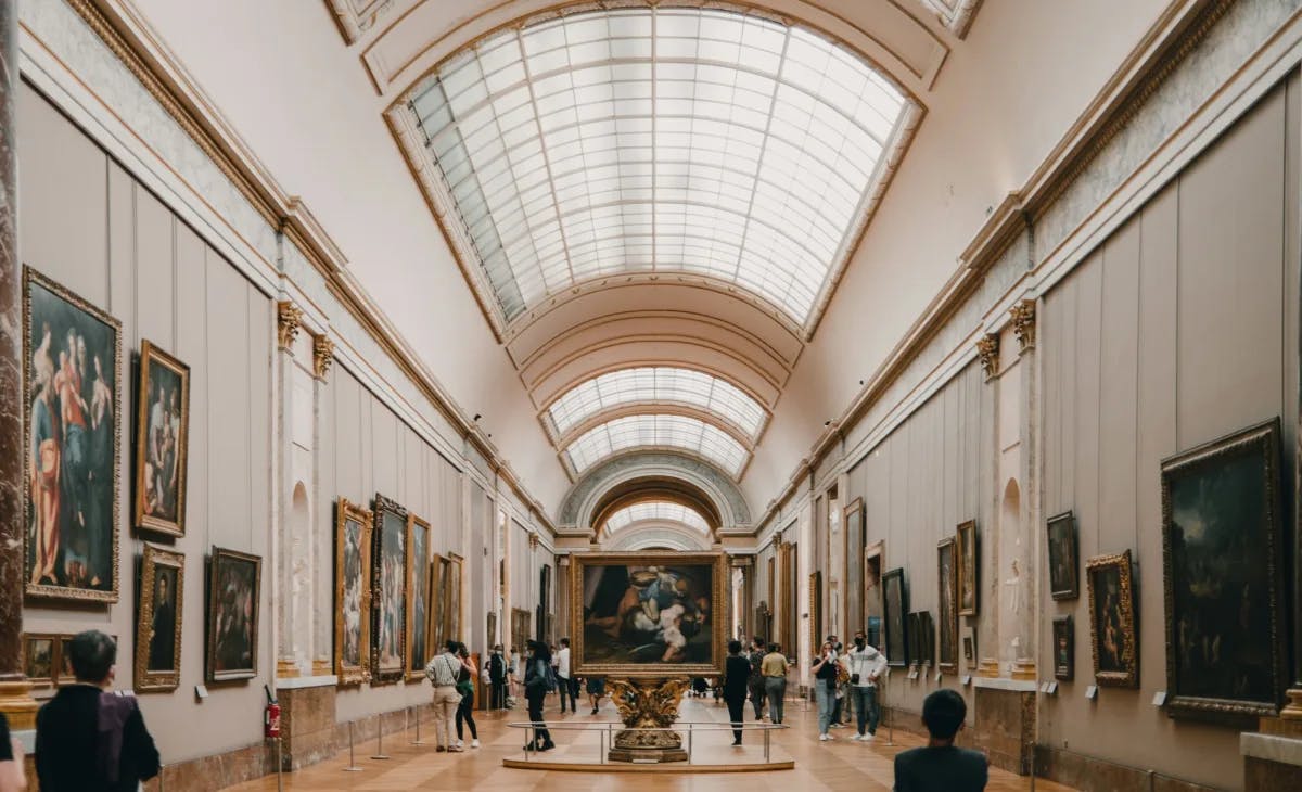A gallery in the Louvre on day 1 of a Paris 4–day itinerary.