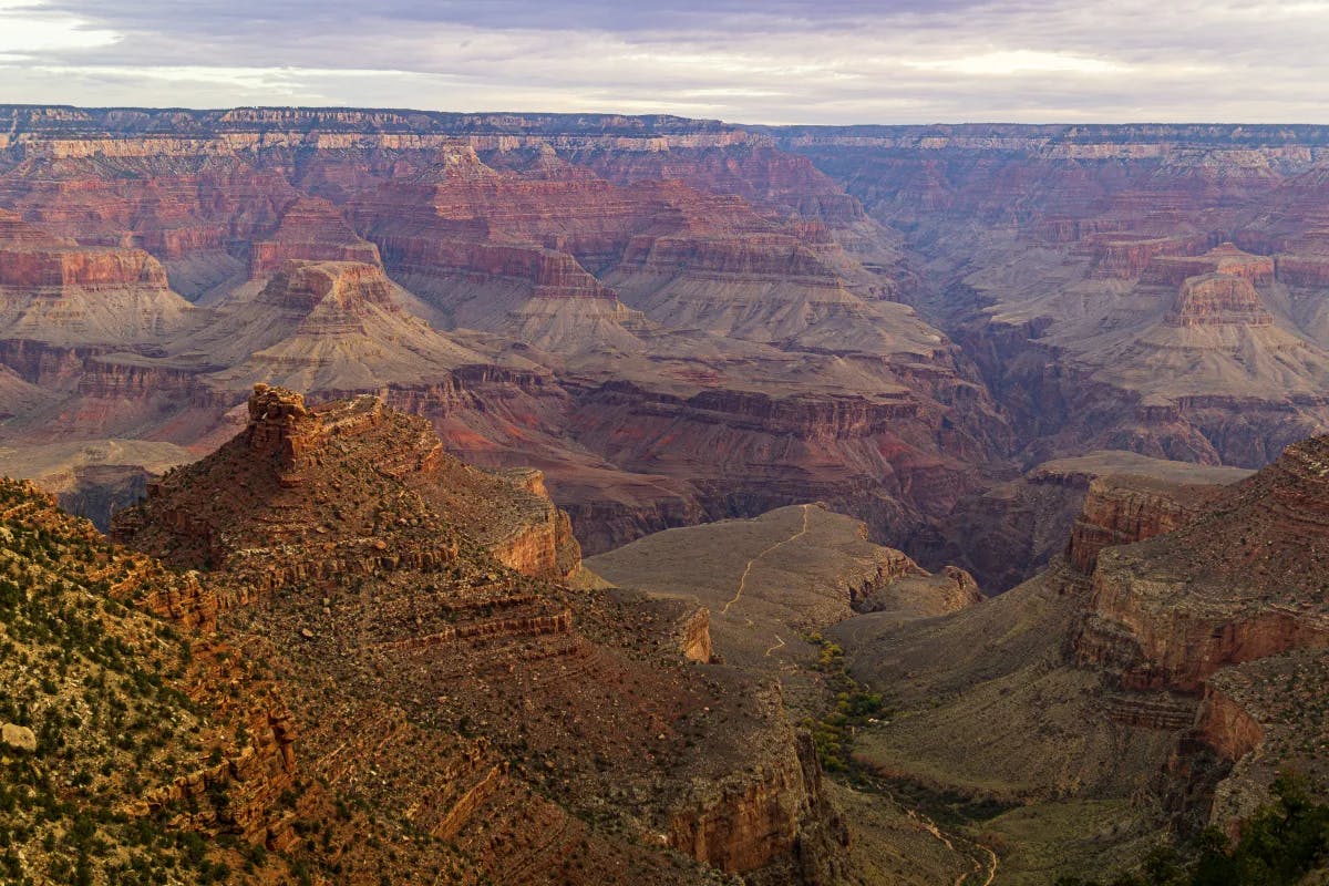 A scenic view of the Grand Canyon during the daytime.