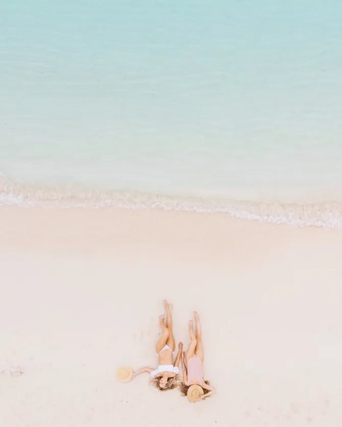 Laying down on the beach