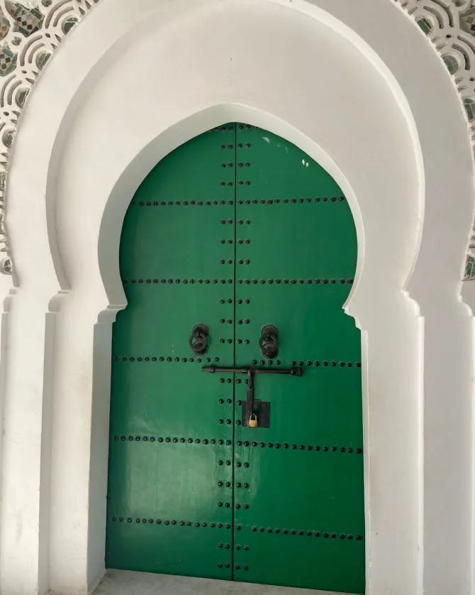 Beautiful picture of Moroccan green gate