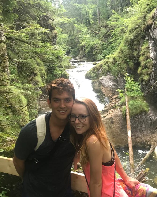 Picture of Sadie with beautiful stream at back