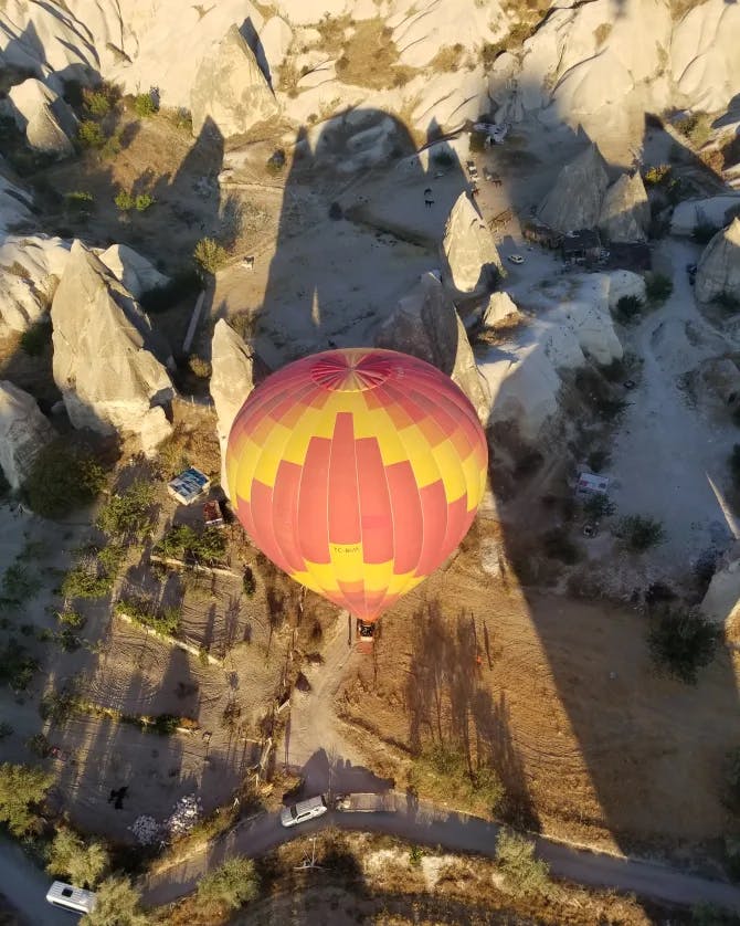 View of a hot air balloon from the top