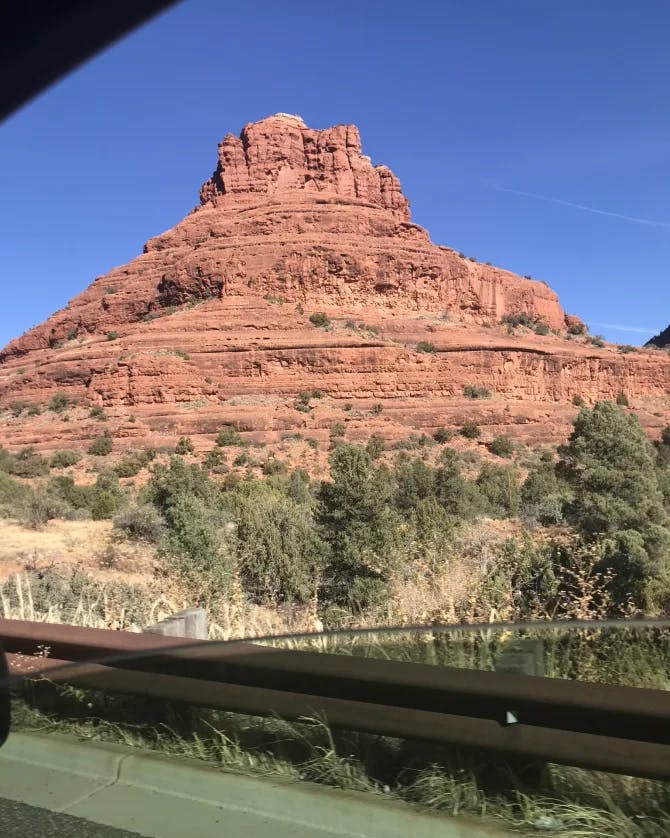 View of a red rock hill in Sedona