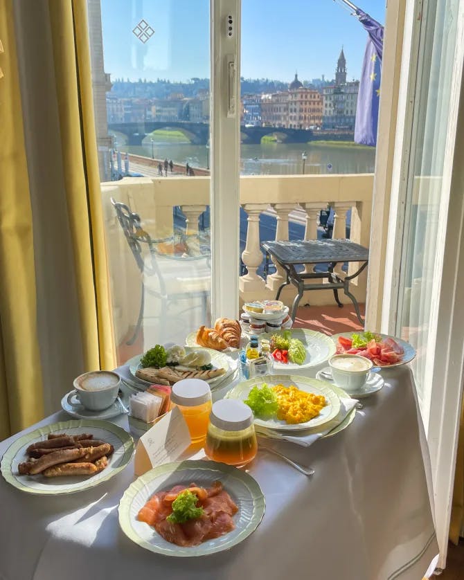 Delicious food and beautiful views from the balcony
