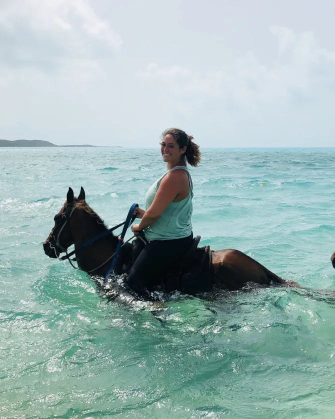 Horse riding in the sea