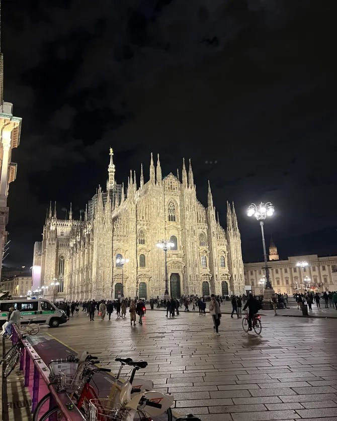 View of Duomo di Milano church at night