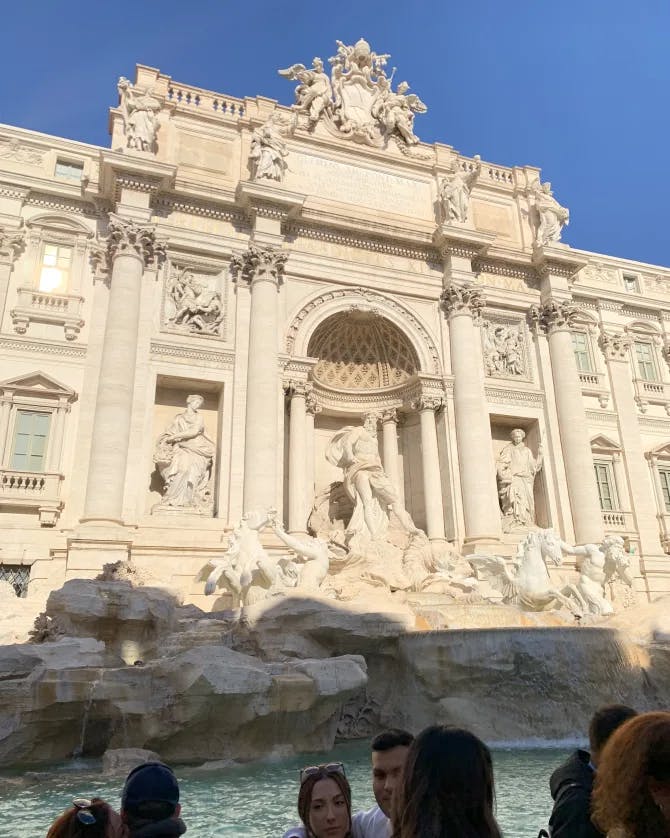 View of people at the Trevi Fountain in Rome