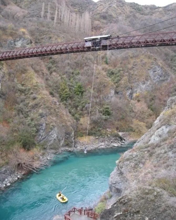 View of a suspension bridge for bungee jumping
