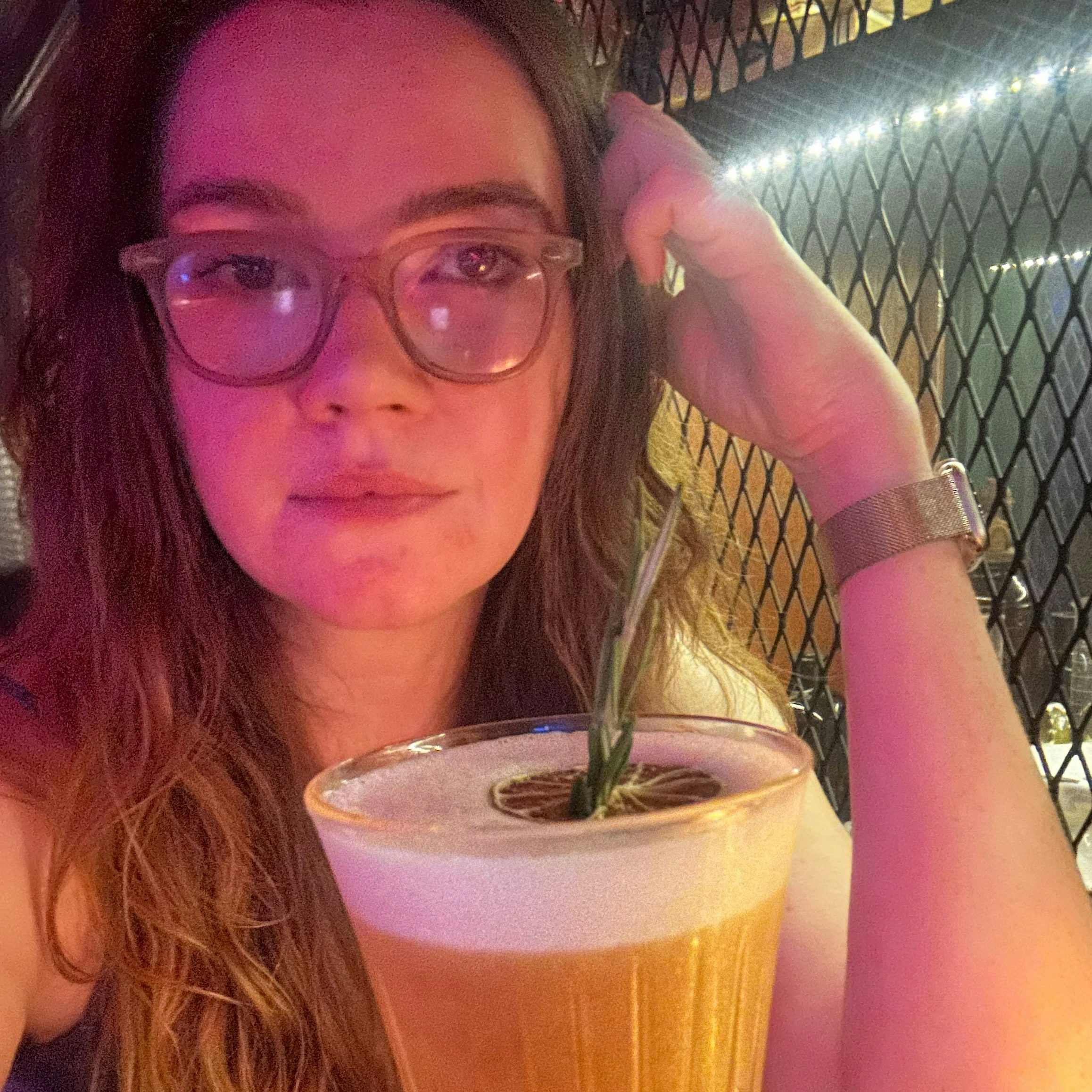 Picture of Megan having a drink