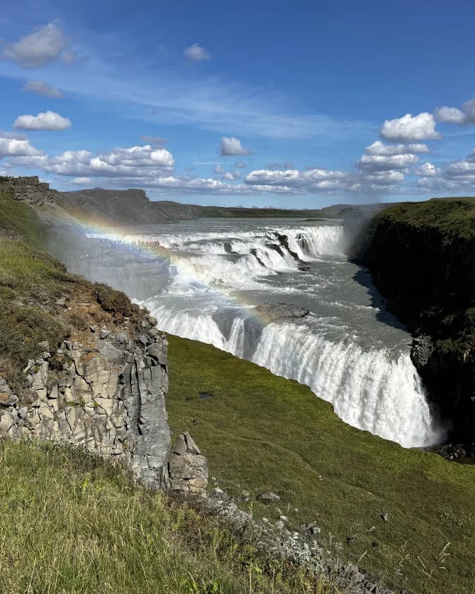 View of the Gullfoss Falls waterfall