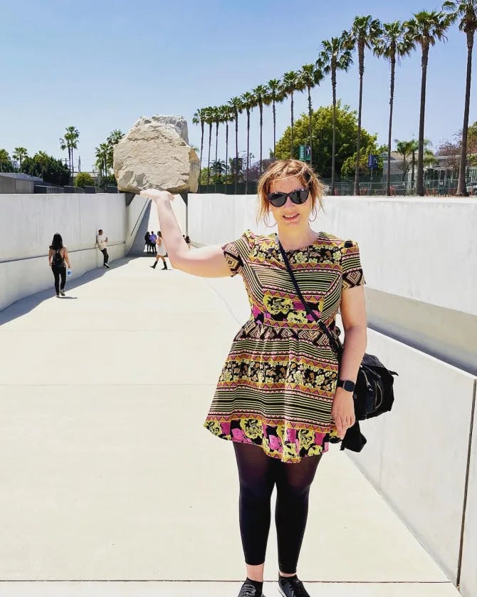 Picture of Kristen at Public Art "Levitated Mass"