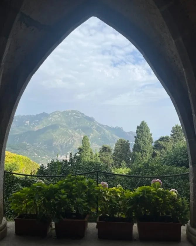 Beautiful view of mountains from Villa Cimbrone hotel