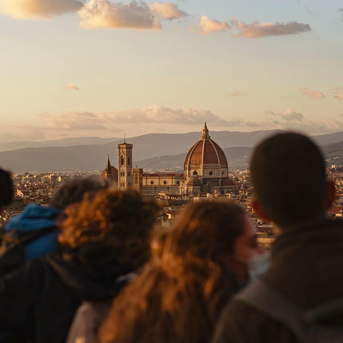 People overlooking Florence, Italy