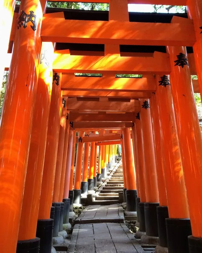 Beautiful view of an orange structure with walking path 
