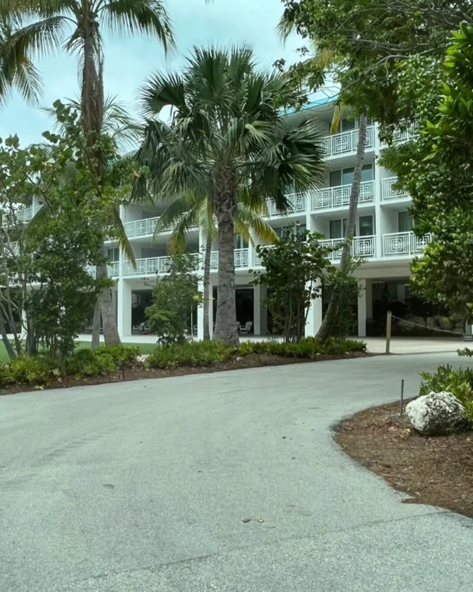 View of the driveway of the Baker's Cay Resort