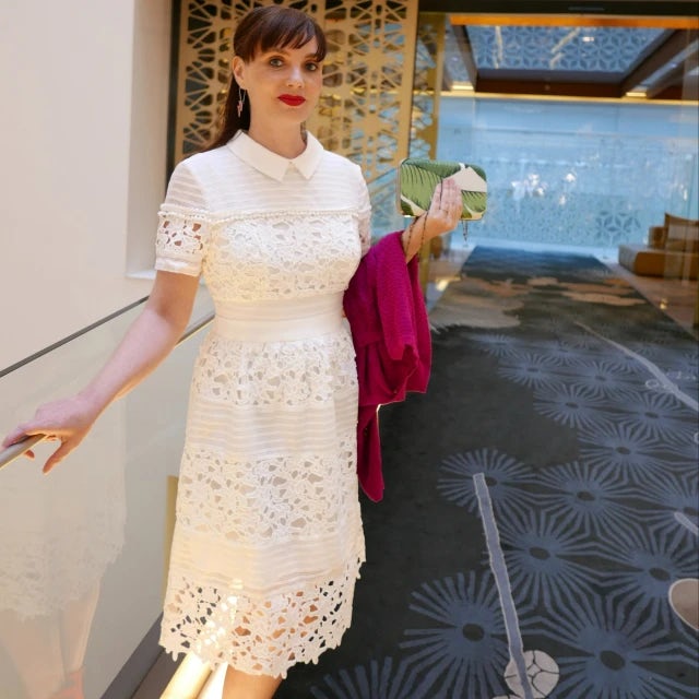 Picture of Kristen in white dress